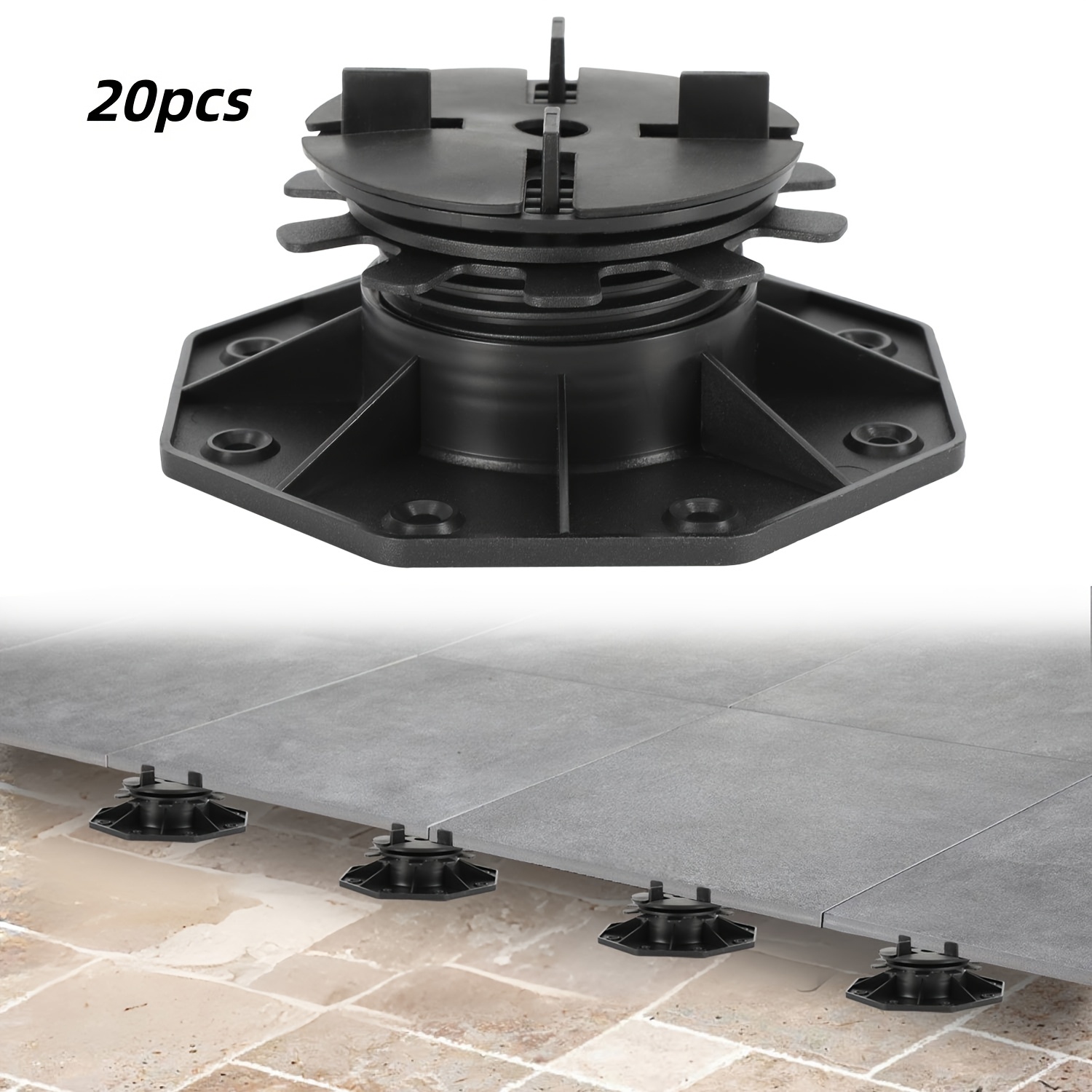 Set Of 20 Height-adjustable Support Feet, Patio Support Feet With Adjustable Tilt Angle, Adjustable Support Feet, Suitable For Slabs, Patio Boards, And Tiles