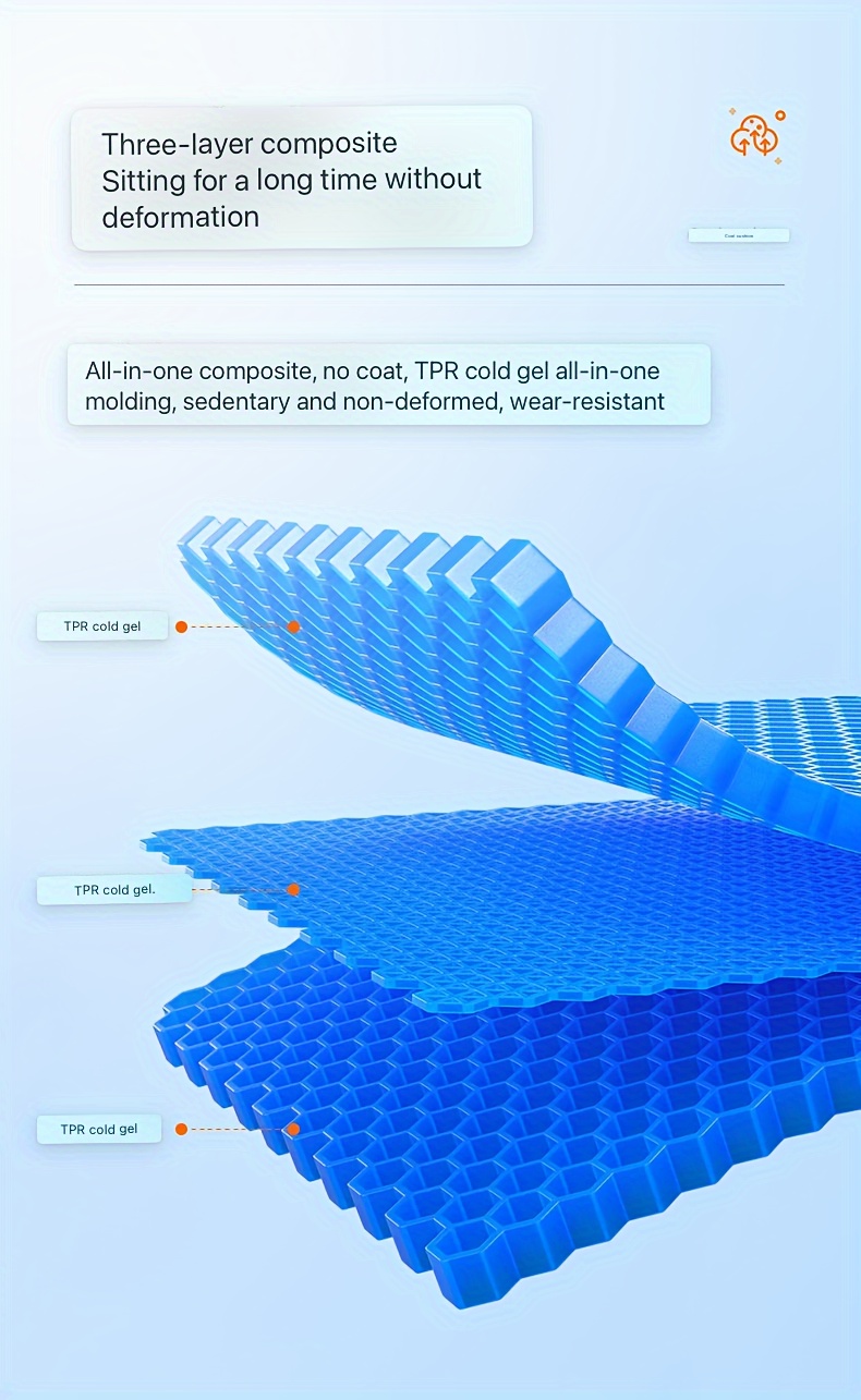 summer cooling gel seat cushion breathable honeycomb design for car office chairs soft for comfort details 3