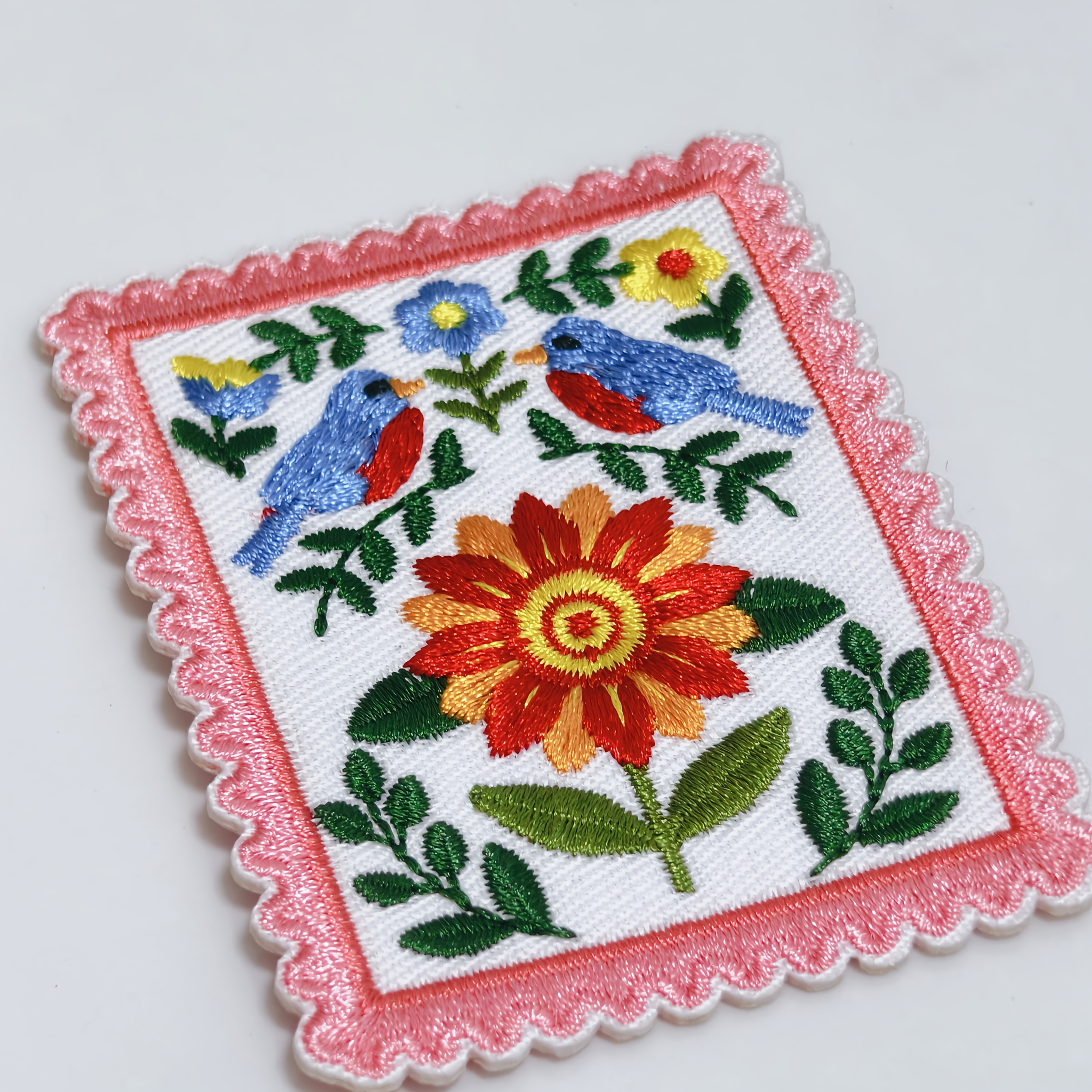 TEMU 1pc Flower And Bird Embroidery Iron-on Patch, Natural Botany Iron-on Applique, Suitable For Clothes, Jackets, Hats, Backpack Accessories