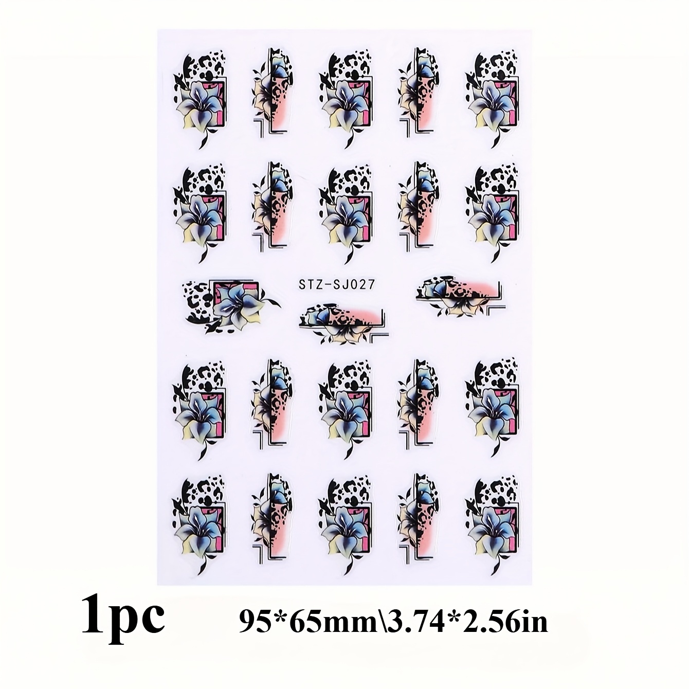 Image of 1pc Of Floral Nail Stickers Featuring 3d Designs, Self-adhesive For Nail Art Decoration And Manicure Supplies