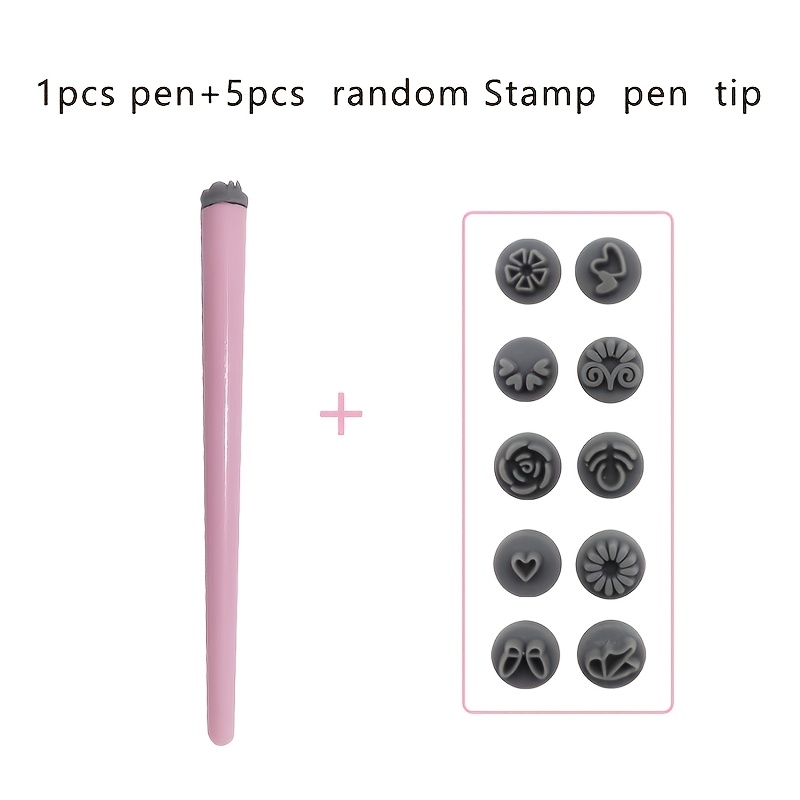 TEMU Set di 6 penne per rosa - Strumenti per di unghie - Disponibili in motivi - a principianti e saloni di - I tipi di punta delle penne casuali - 1