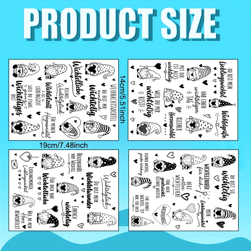 TEMU 4pcs German/ Transfer Suitable For Mugs, Phone Cases & Car Decor - Hand-drawn Black & White Vinyl With German Phrases, Diy Suitable For Cups,