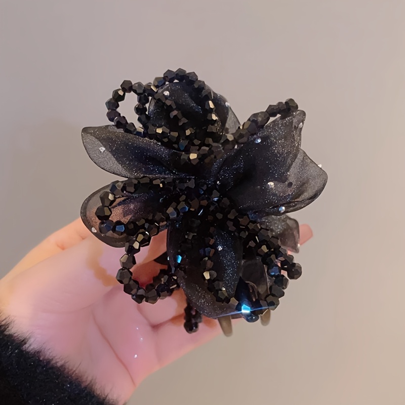 TEMU 1pc Of Elegant Mesh High Ponytail Bun Hair Clip, A Sophisticated Hair Accessory Stylish, Easy, And Versatile, Perfect As A Holiday Gift