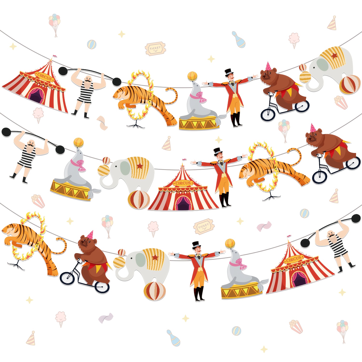 E-shop 21-teiliges Zirkus-Themenparty-Dekorationsset, Weihnachtsfeier-Dekoration, Karnevalsparty-Geburtstagsdeko, geeignet für