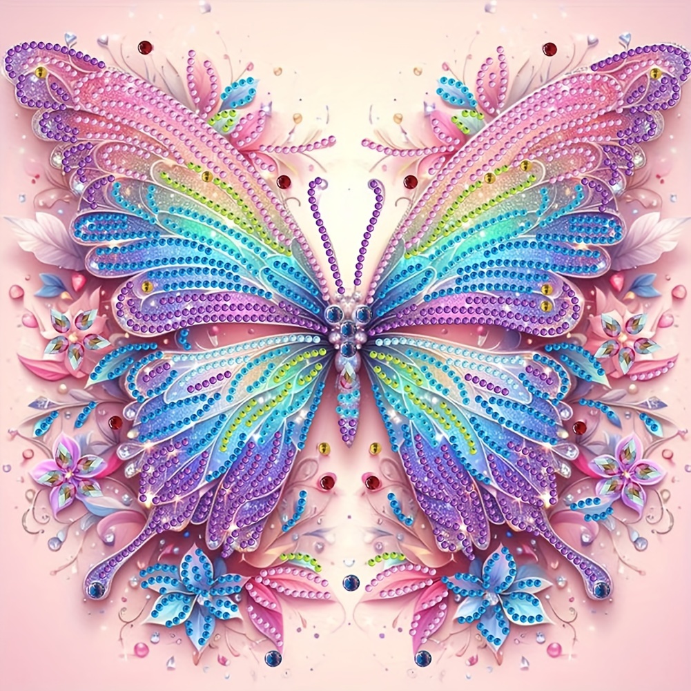 

1pc 30*30cm/ 11.8 * 11.8in Frameless Diy 5d Irregular Shaped Diamond Painting Set, Self-designed Pink Butterfly Pattern For Wall Decoration, Ornaments, Gifts For Beginners And Adults