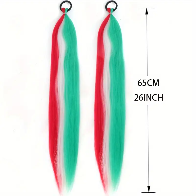 2pcs festive ombre jumbo braiding ponytail extensions 26 inch synthetic high temperature with elastic band for women girls ideal for christmas hair accessories Product details 2