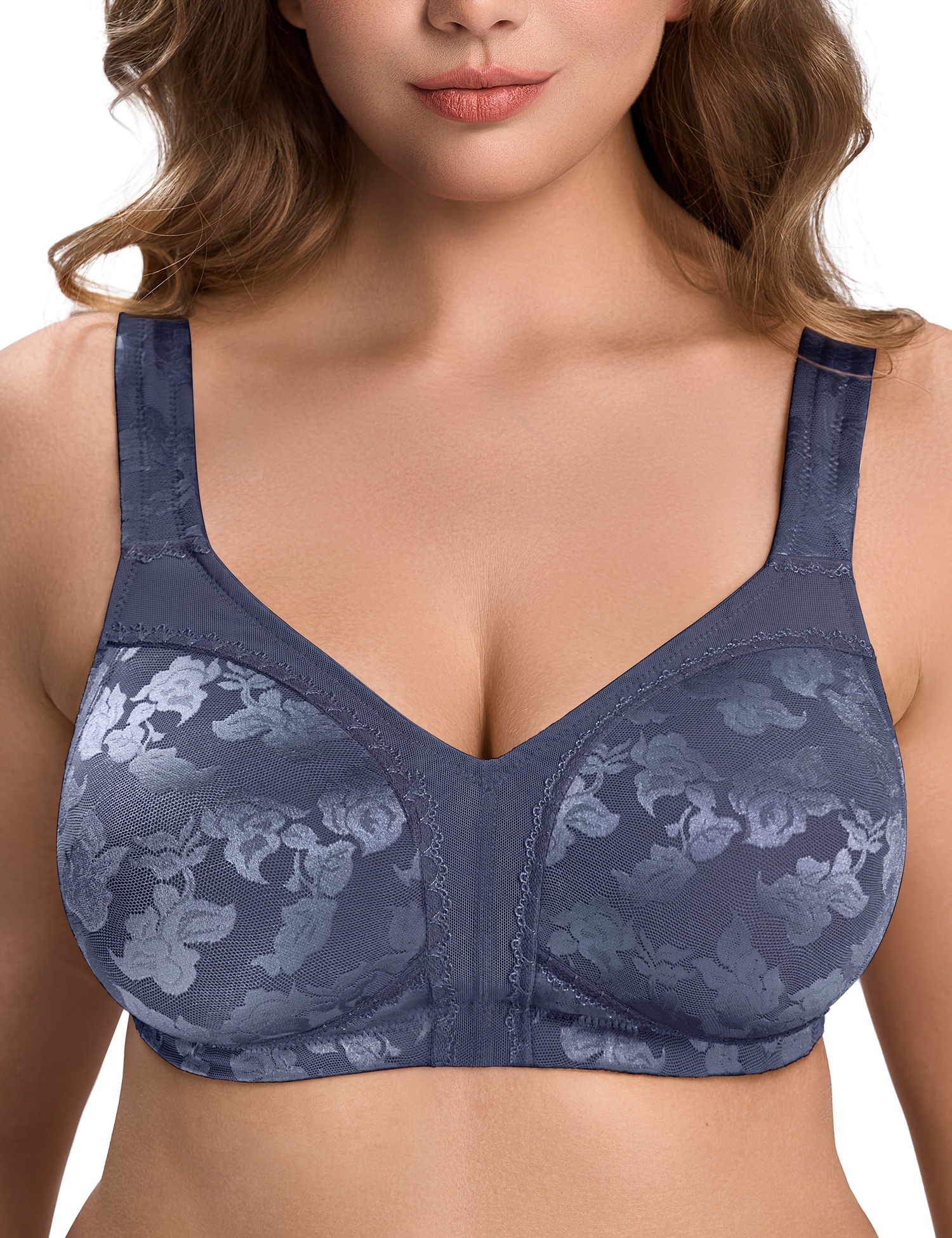 Plus Size Women's Minimizer Bras Full Coverage Wirefree Comfort Plus Size Bra Large Bust Non Padded Bras