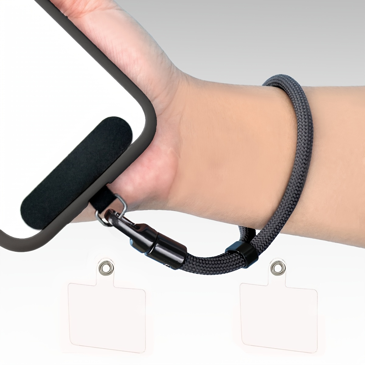 TEMU 1pc Phone Wrist Strap + 3pcs Clip Pieces, Adjustable Nylon Cord And Wrist Strap, Clip, Universal Compatibility, Easy To Carry For Men And Women,