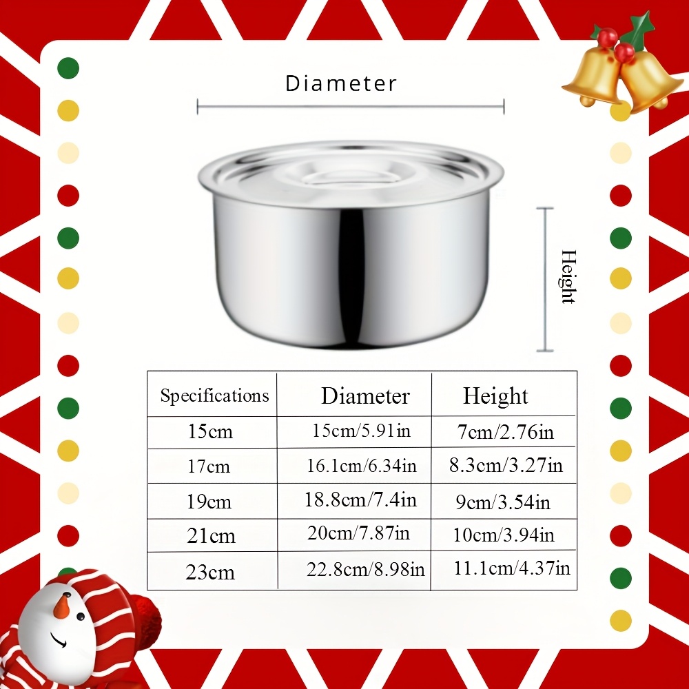 3 5pcs set stainless steel cooking pot with lid universal for induction cooker gas stove electric pottery stove seasoning jar salad basin thai pot kitchen and restaurant supplies for christmas parties and ramadan   hotel kitchen details 5