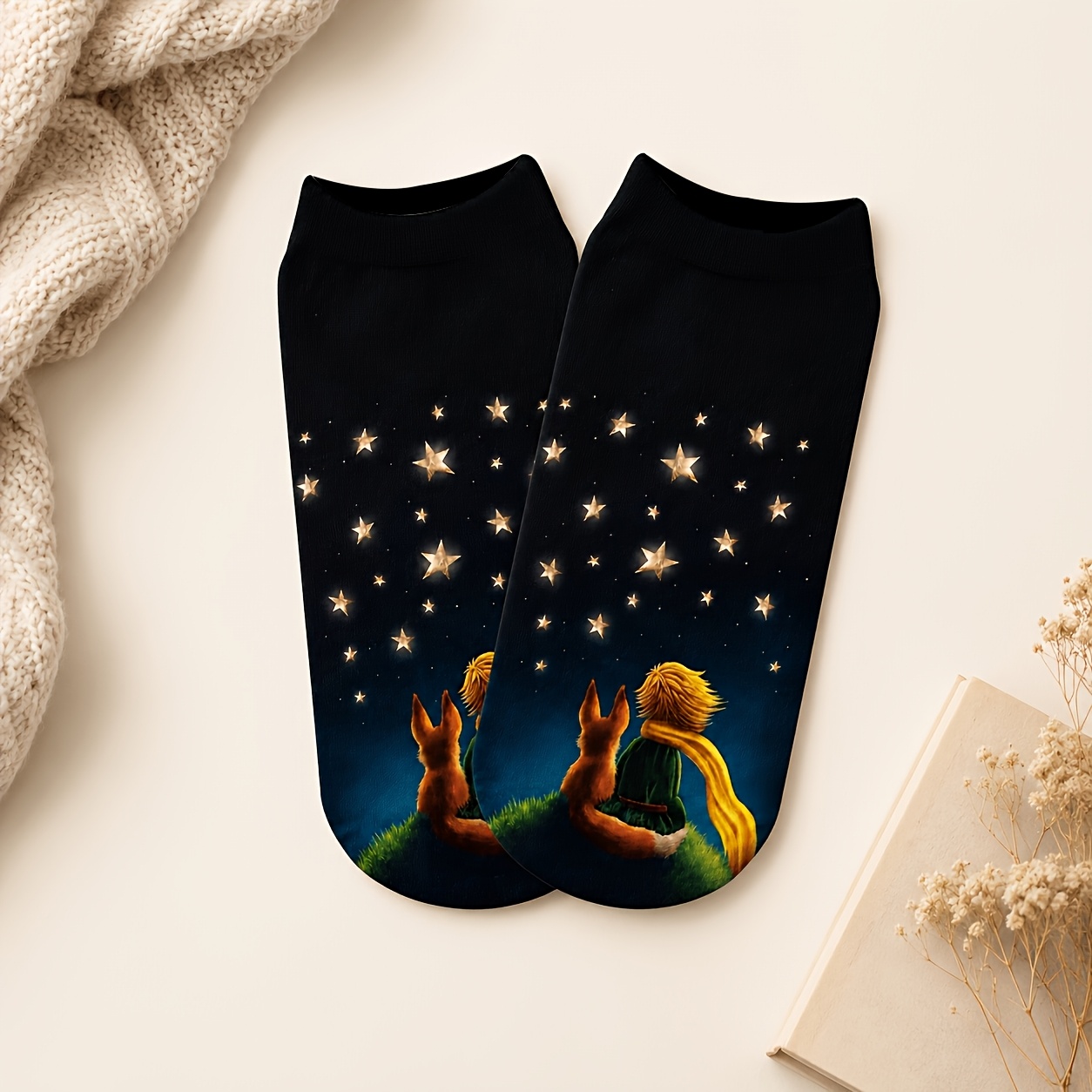 TEMU - 1 Pair Le Cute Cartoon Neutral Fashion Cartoon Anime Pattern Mid-calf Socks, Breathable Comfortable Style Neutral Socks, Suitable For Outdoor