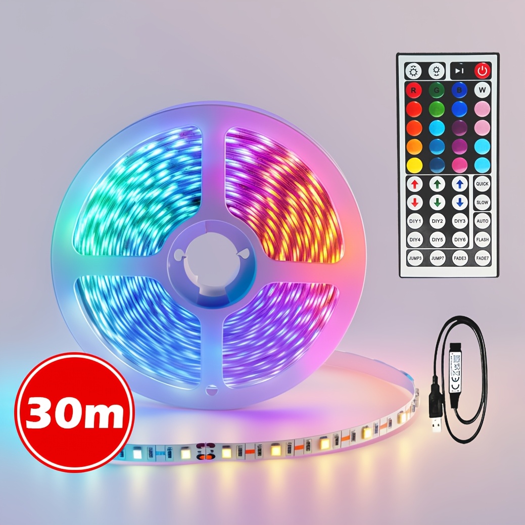 TEMU Smart Led Strip Lights For Bedroom, Rgb Led Lights With App And Remote Control, Home Decor Color Changing Lights For Room Party, Holiday