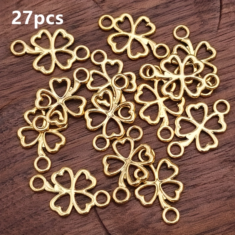 E-shop 27 Stück Kleeblatt-Anhänger mit Verbindungsteil, Schmuckzubehör im Bohème-Stil, Handgefertigte DIY-Schmuckherstellung für Armbänder, Halsketten