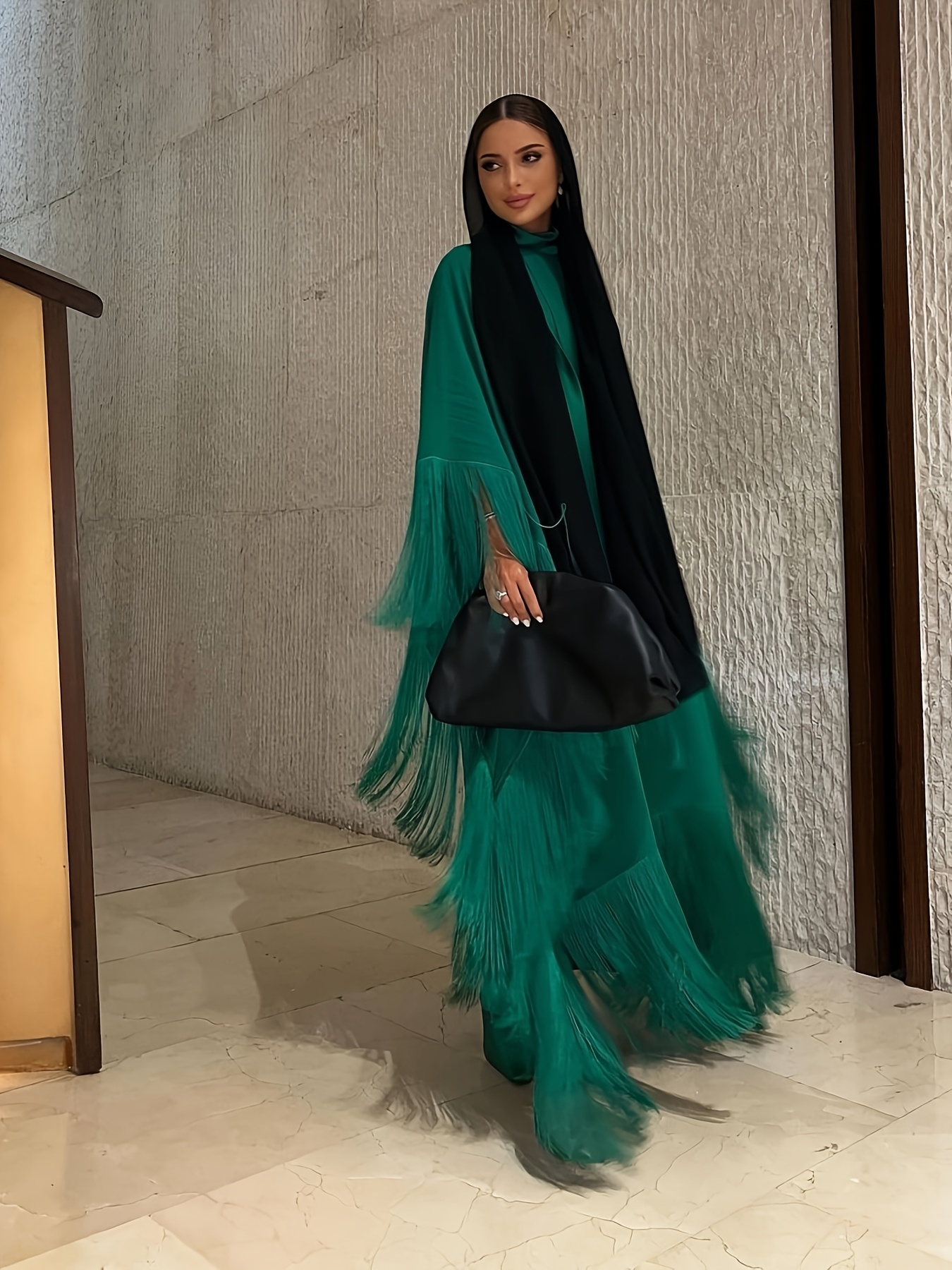 elegant batwing tassel kaftan dress modest high - Temu