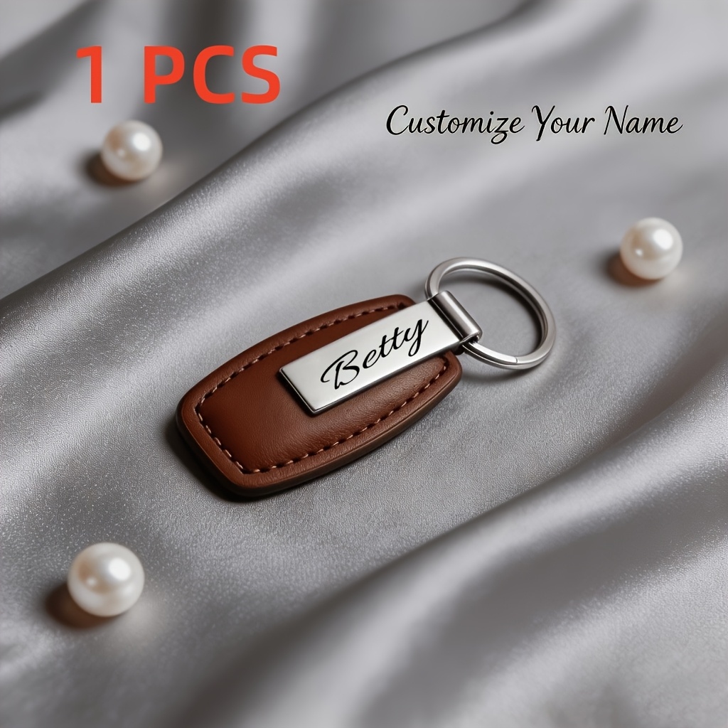 TEMU 1/10pcs Custom Personalized Text, Personalized Signature Keychain, Personalized Signature Keychain, Vintage Laser Printed Car Key Fob Lettering