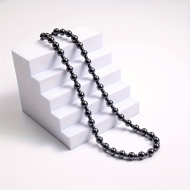 collier en   grise noire   à   de 8   + 4   | longueur de 54 cm/21,25 pouces | design   unisexe | bijoux en perles   pour   de   des diplômes, les fêtes et les festivals (thanksgiving/noël) Détails du produit 3