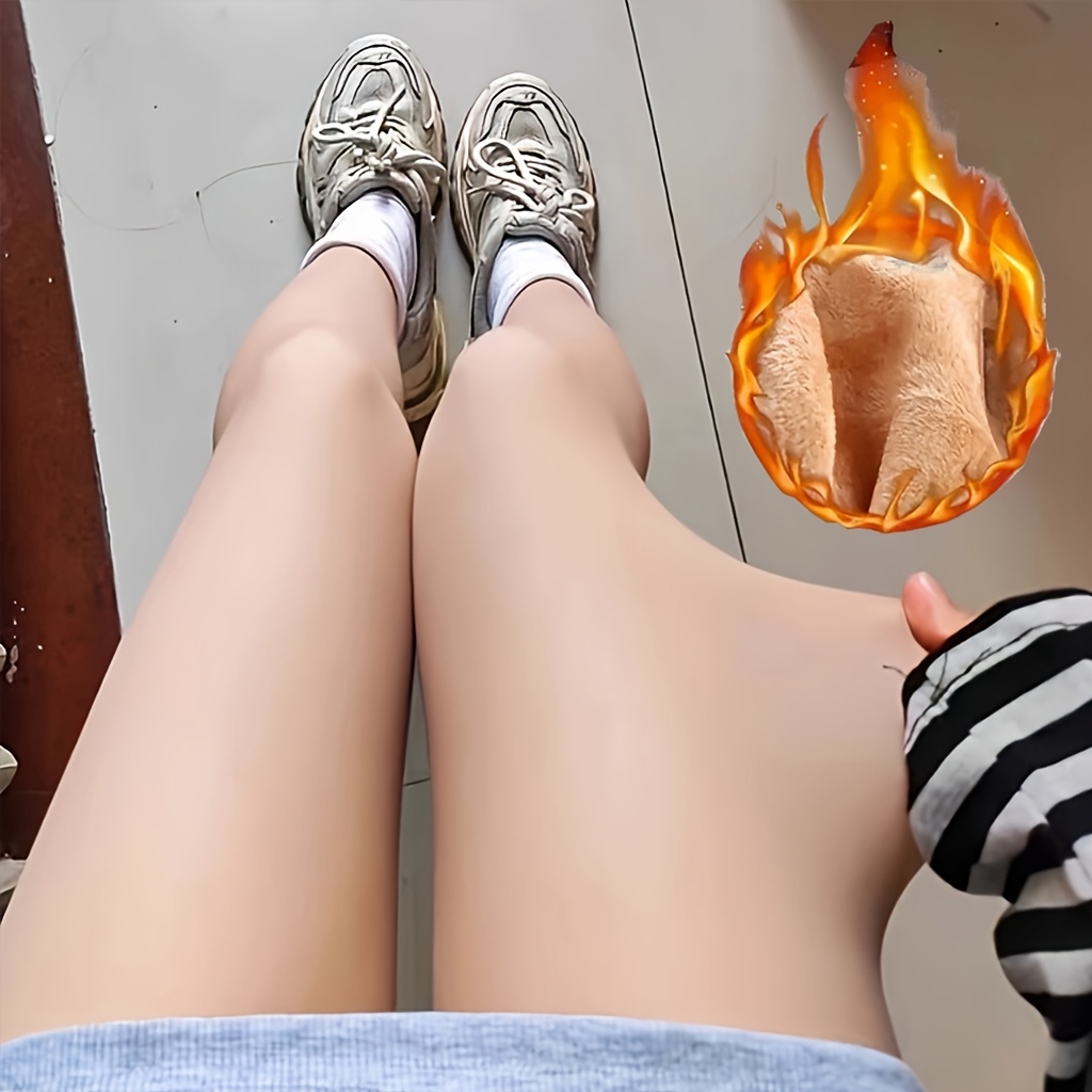 Image of 1 Pair ' Leggings, Autumn And Winter Nude-colored Thickened Ultra-natural Pantyhose With Extra Fleece, For Teenager, For Teenager