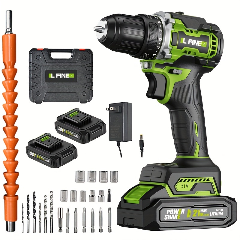 

Brushless 21v Electric Drill, 2 7500mah Batteries, Suitable For Multiple , With Drill Bit, Portable Carrying Case