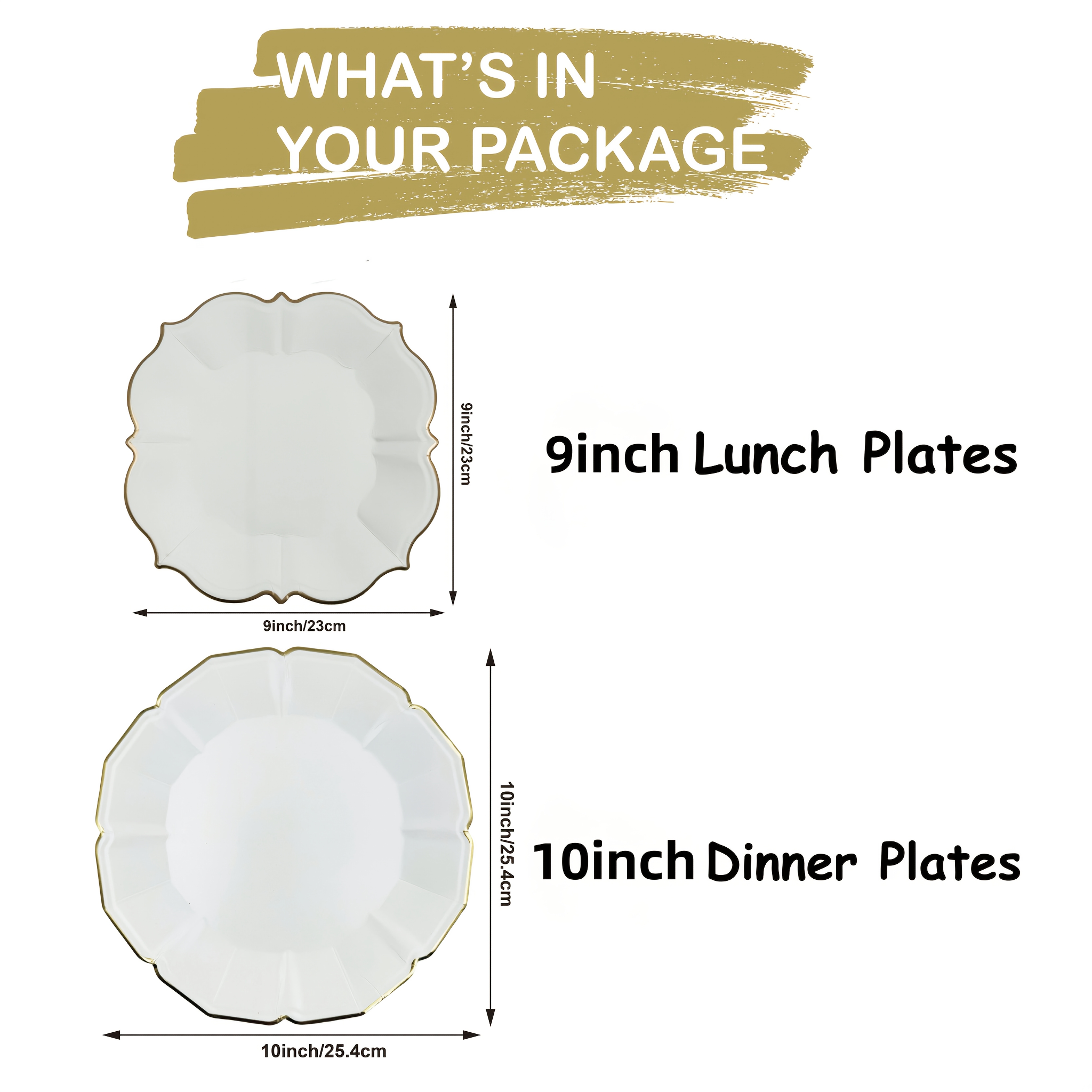 Elegant Gold Foil Confetti Dinner Plates - 10 Pack Of 9 Inch Disposable Party Plates For Celebrations