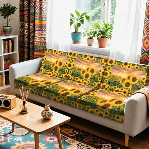 2d flat cushion sofa cover sofa sectional sofa cover stretch sofa cushion covers sunflower field sunset design sofa cushion cover vibrant floral pattern for decor living room or bedroom seating enhancement home