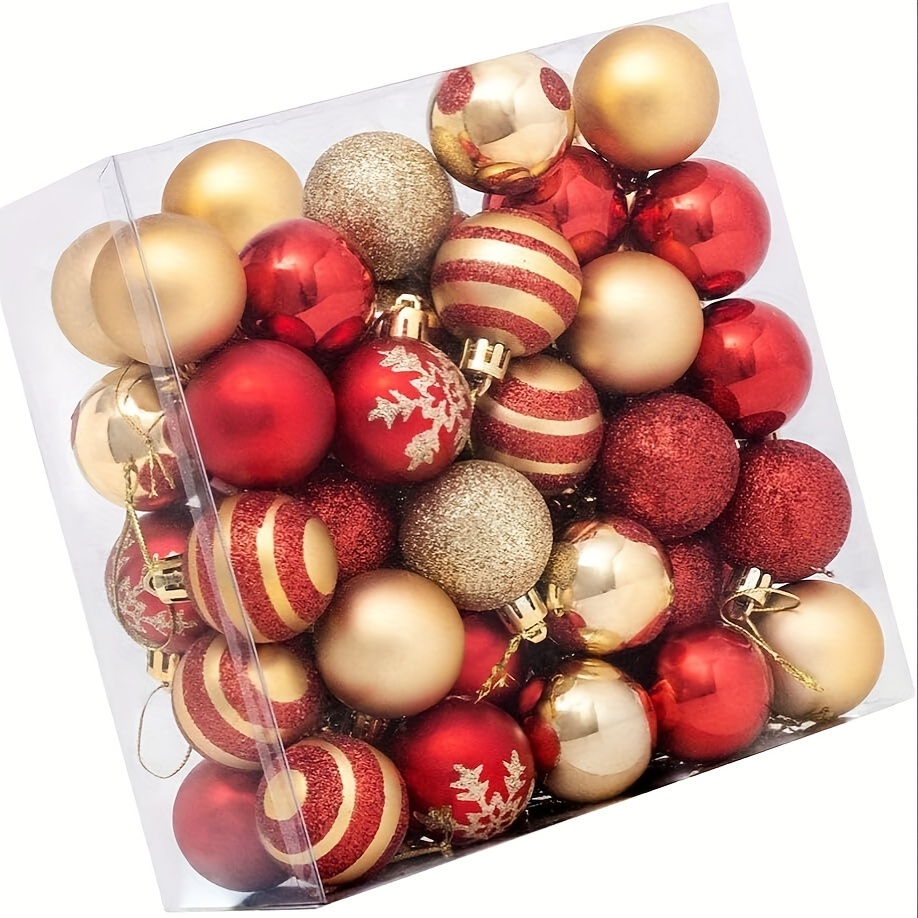 TEMU 50pcs, Boules de Noël de 1,57 pouces, Ornements de sapin de Noël, Boules de sapin de Noël, Décorations de sapin de Noël, Ensemble d'ornements de
