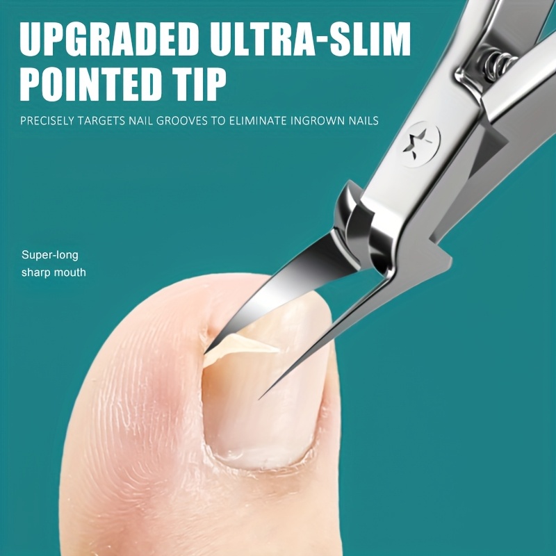  professional stainless steel ingrown toenail clippers podiatrist toenail clippers with sharp pointed tip serrated blade for thick curved ingrown nails safe for men seniors sensitive light beige durable hygienic design Product details 2