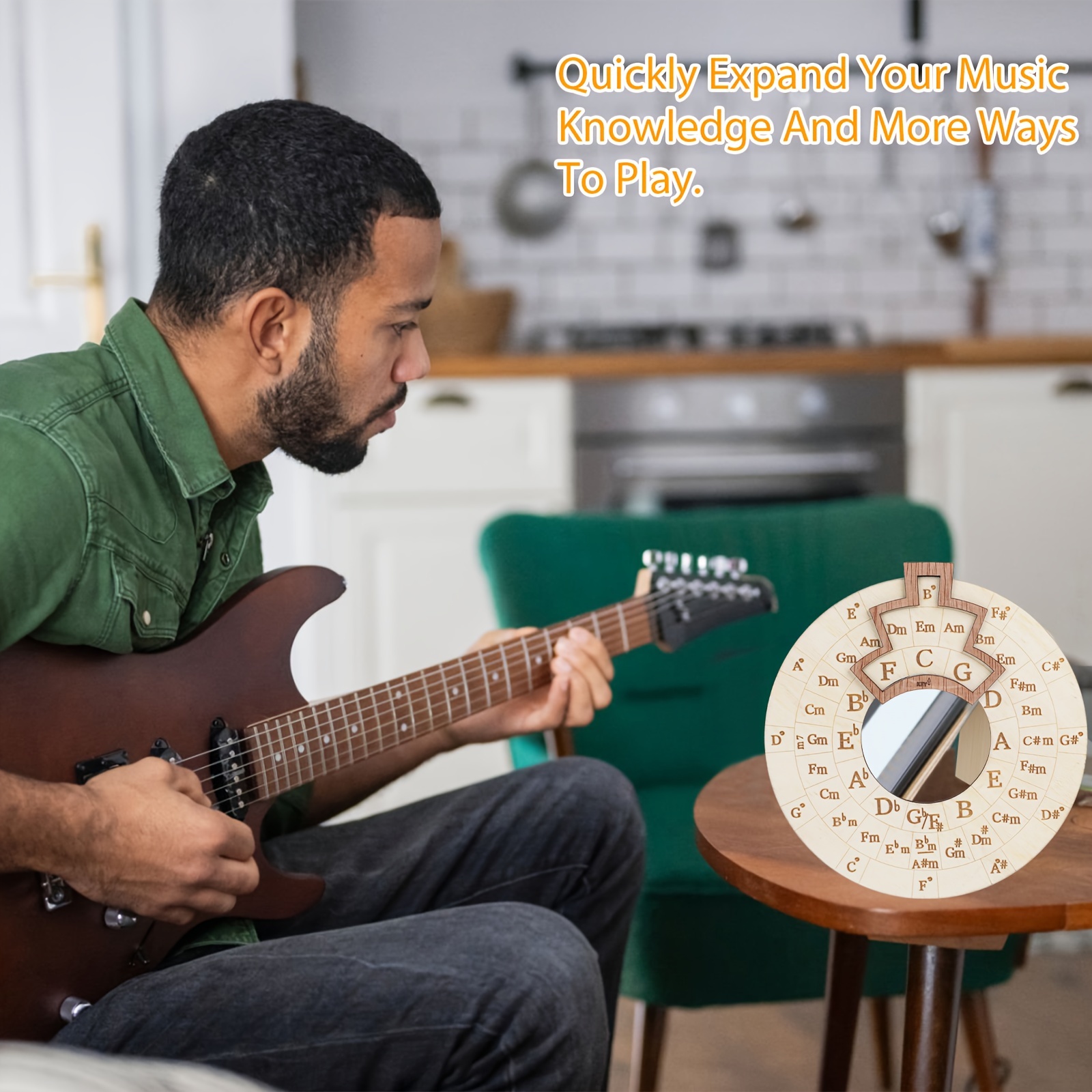Instrument Tool, Large 16cm Diameter Wooden Chord Circle for Quick Tuning and Memory Aid, Suitable for Music Beginners and Creators, Helps You Rapidly Master Chords and Scales Patterns. Suitable for Piano, Guitar, Violin, etc
