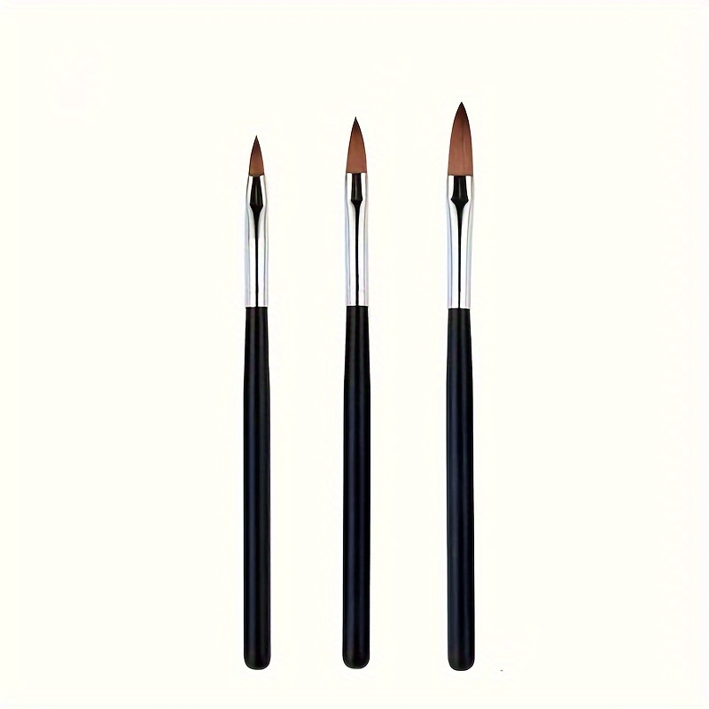 3pcs/set Acrylic Nail Brush Black Gel Carving Pen Brush Nail Art 3d Drawing Pen Building Brush Nail Art Tool