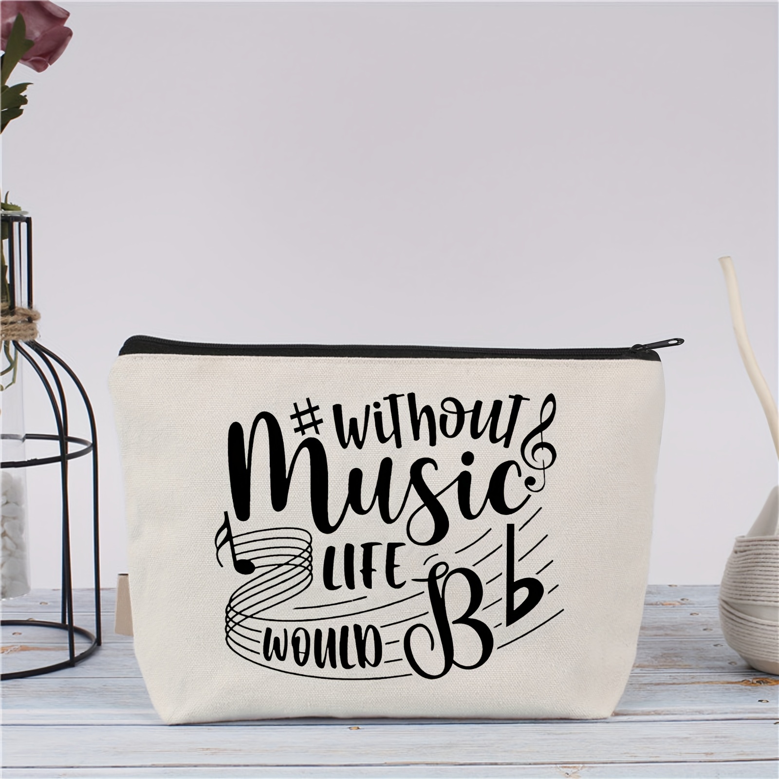 

Music-inspired Canvas Makeup Bag - Perfect Gift For Music Teachers, Lovers & Students | Unique Inspirational Cosmetic Pouch For Women