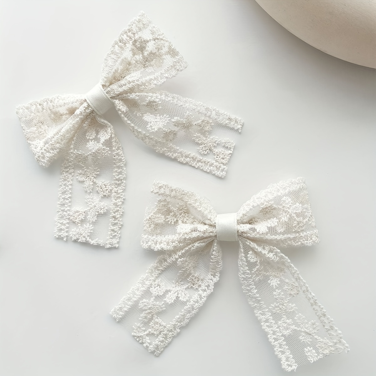 

Elegant Sweet Lace Bow Hair Clips For Women, Set Of 2, Fashion Simple Solid Color Bowtie Barrettes, Bowknot Lace Hair Accessories For Girls 14+, Assorted Styles