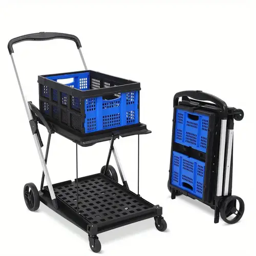 multi use functional collapsible carts collapsible utility cart multifunction mobile folding trolley shopping cart with storage crate portable folding cart shopping cart folding trolley for groceries home