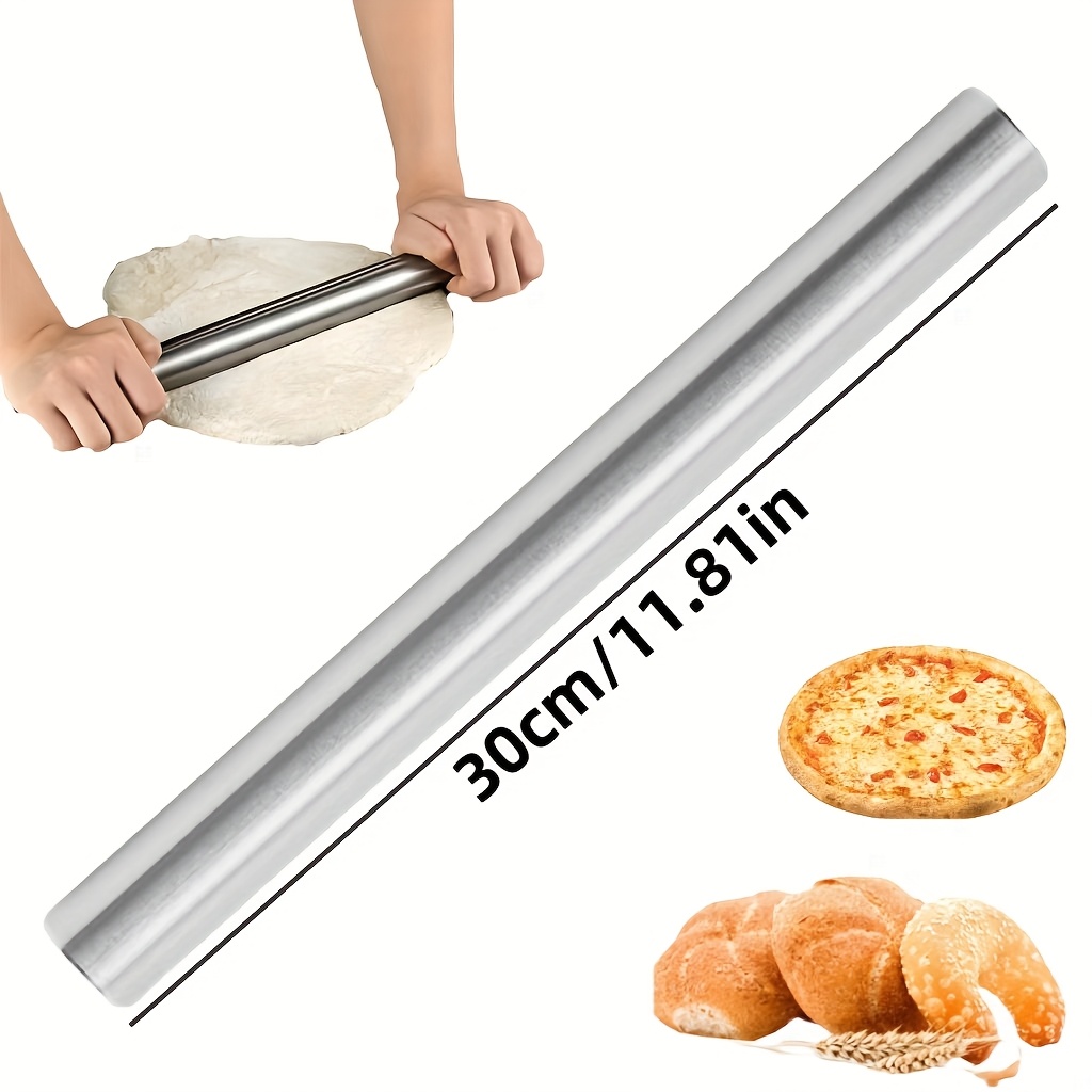 E-shop Einfacher Edelstahl-Rollstab, geeignet zum Backen, ideal zum Ausrollen von Zucker, Keksen, Torten, Knödeln, und Pizzateig, hohler und leichter