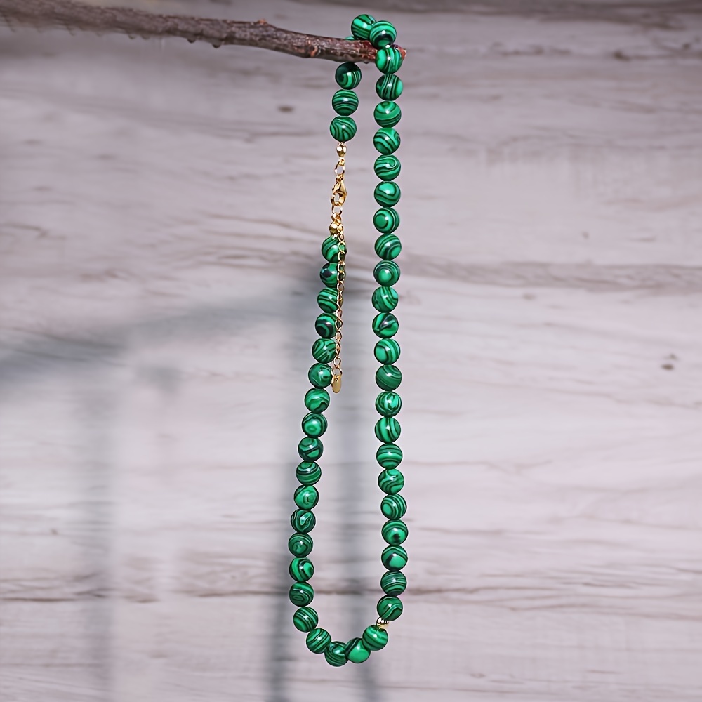 Image of 1pc Malachite Handmade Beaded Necklace Women's Niche High End Clavicle Chain