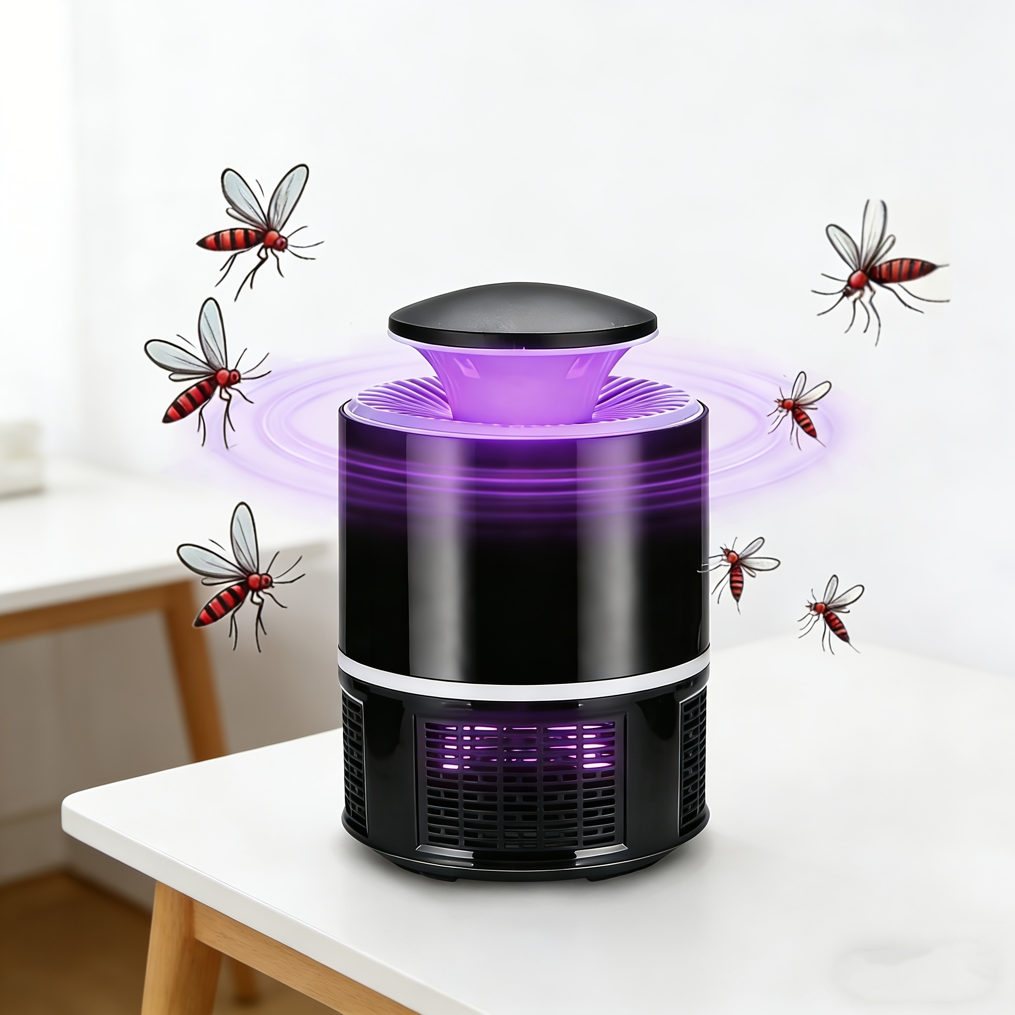 2pcs Desktop Fully Automatic Mosquito Killer – Insect Trap with Purple Flame Effect, Suitable for Bedroom, Living Room, Courtyard, Summer Essential Mosquito Repellent