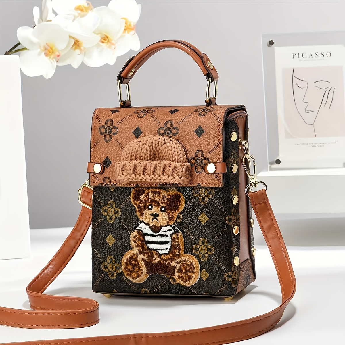 Image of Premium Print Practical Classic Women's Exquisite Mini Phone Bag Small Purse Ladies' Handbag Crossbody Bag Shoulder Bag Little Bear Outing Bag For Women