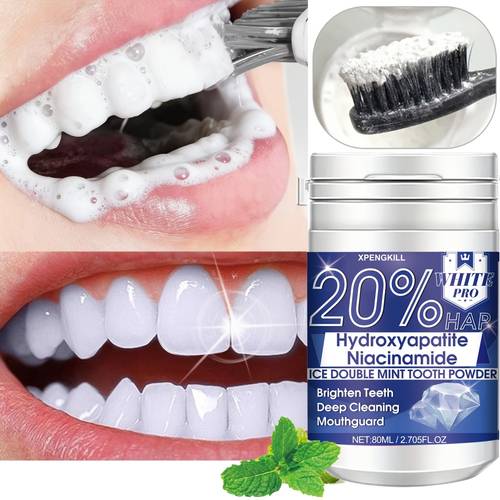 20 hydroxyapatite niacinamide tooth powder deep cleansing and strengthens ideal for daily use and travel oral and hygiene gift for women and men tooth cleaning essentials sleek packaging oral care