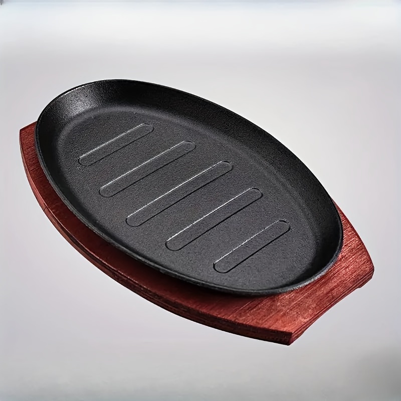 

Bamboo Base With Cast Iron Steak Plate - Barbecue And Baking Pan For Electromagnetic Ovens And Stovetops.