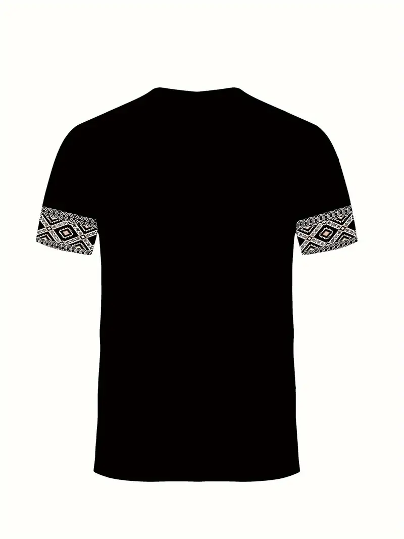 retro and geometric neck and short sleeve t shirt mens summer top for daily and outdoors wear details 3