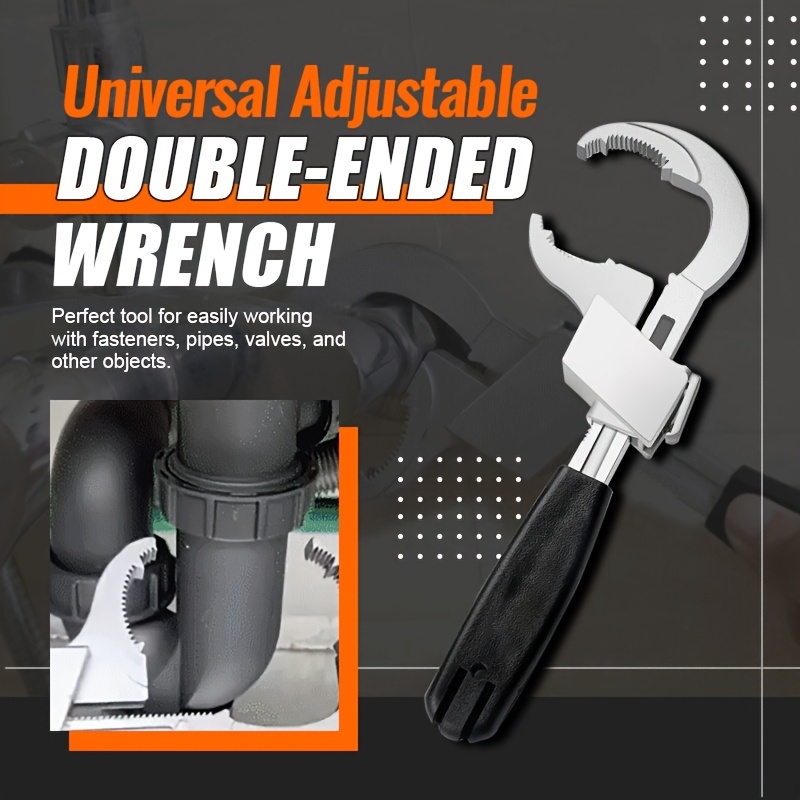 

1 Set Adjustable Wrench Universal Double Ended Wrench Aluminium Alloy Open End Spanner Bathroom Plumbing Faucet And Sink Repair Tool
