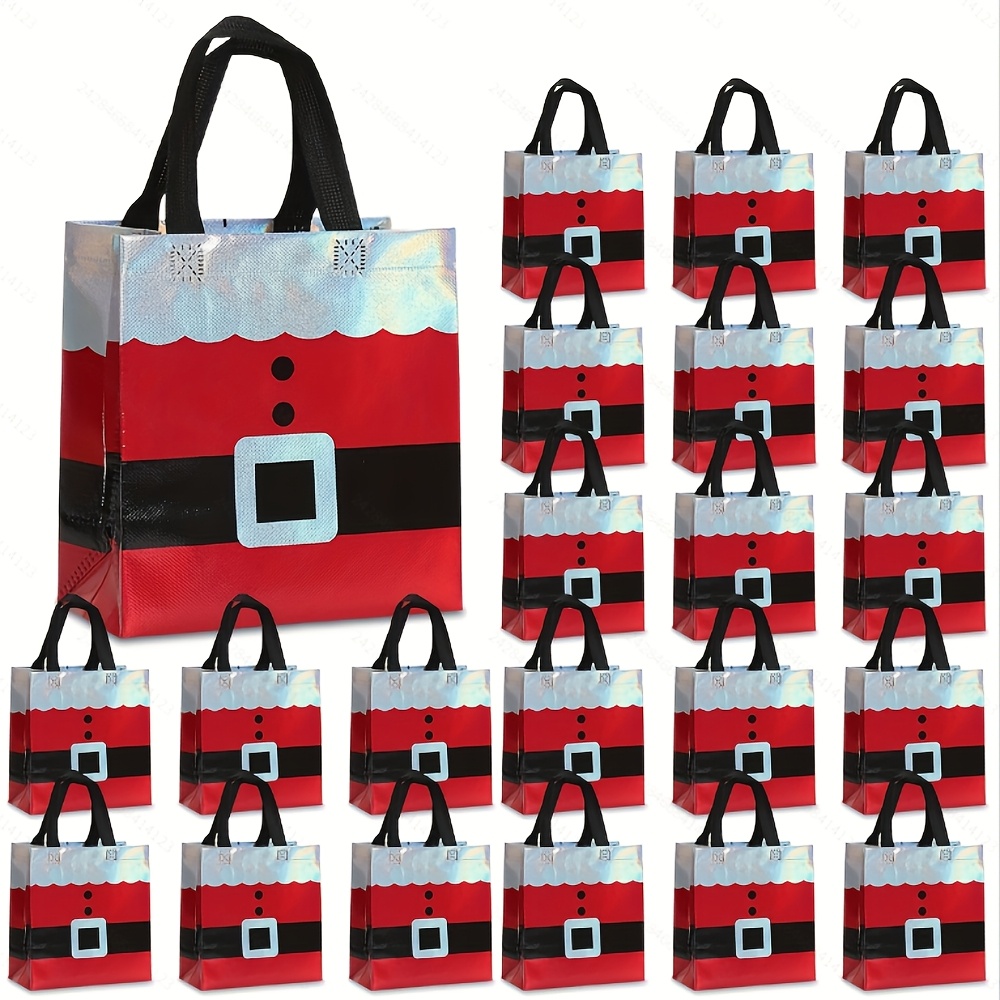 TEMU 10pcs Christmas Gift Bags With Handles, Large Party Treat Favor Candy Bags For Kids, Santa Claus Snowman Reindeer Design, Holiday Present