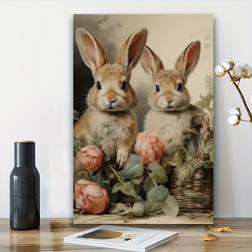 

1pc Canvas Wall Art Decor, Vibrant Modern Rabbit Design, Fit For Living Room And Bedroom, No Electricity Or Feathers Required, Cute Room Decor