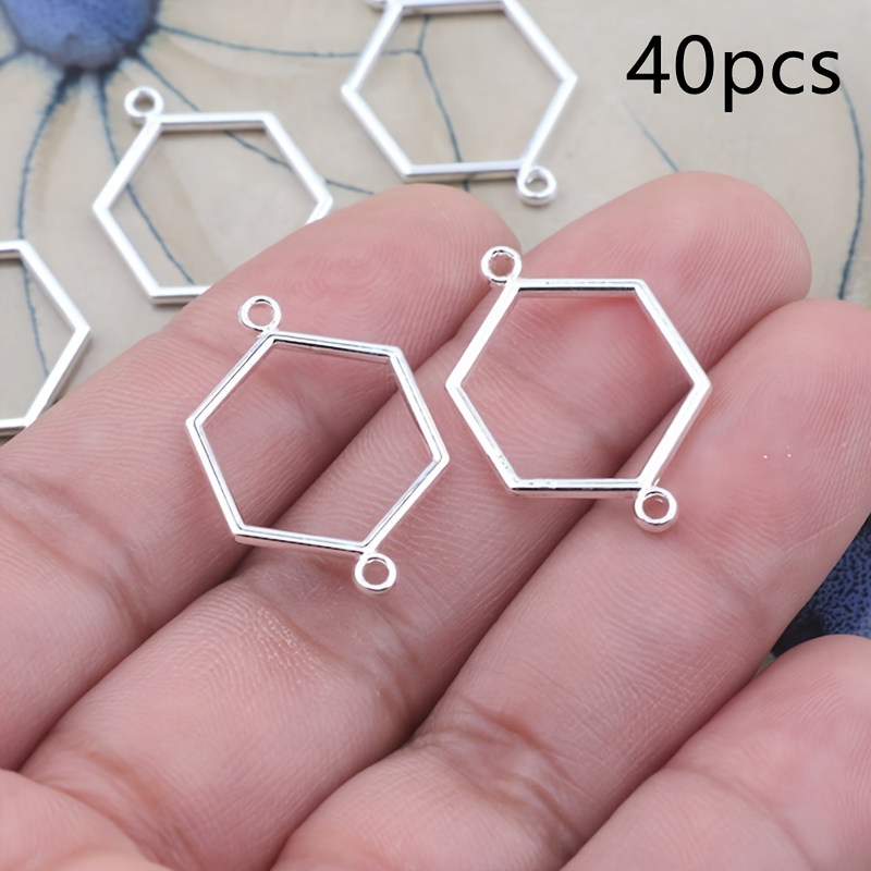 E-shop 40 Stück Geometrische Sechseck-Anhänger, Bohemian Schmuckzubehör für DIY Handgemachte Ohrringe, Halsketten, Armbänder, 19x13mm