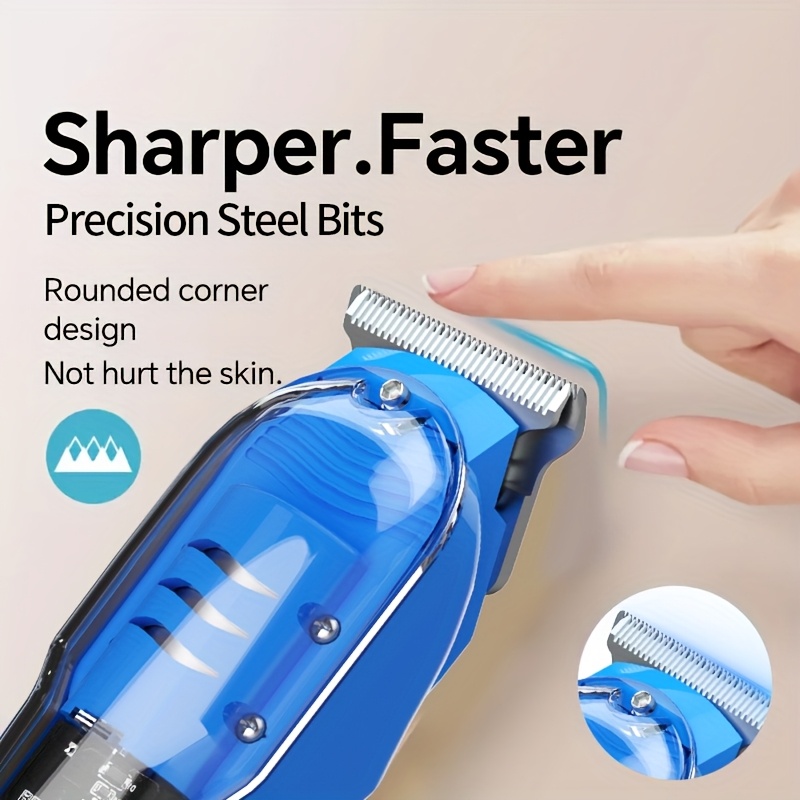 Rechargeable Professional Electric Hair Clipper, Transparent Shell Shaped Hair Trimmer, Cordless Portable Haircut Kit for Men Women Salon, with LED Display Screen