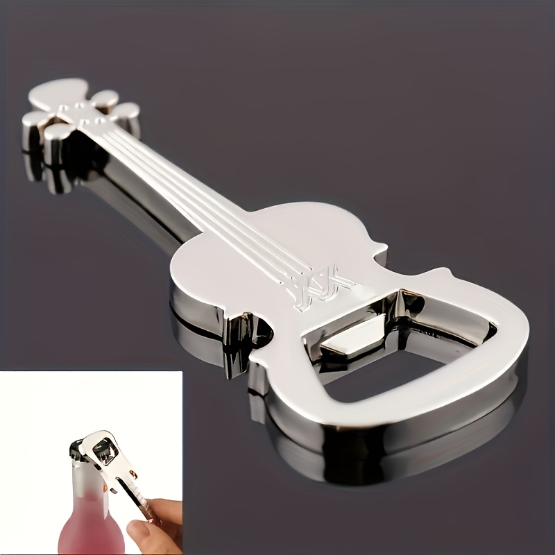 

1pc Silver Guitar-shaped Metal , Portable Tool, Keychain Pendant, Novelty Musical Instrument Design, No Power Supply Needed