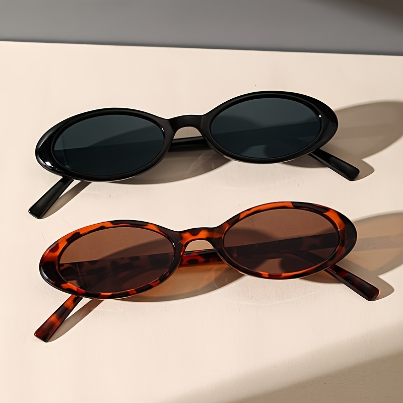 

2pcs Retro Oval Fashion Glasses For Women Men Small Frame Anti Glare Fashion Sun Shades For Beach Party Club Fashion Glasses