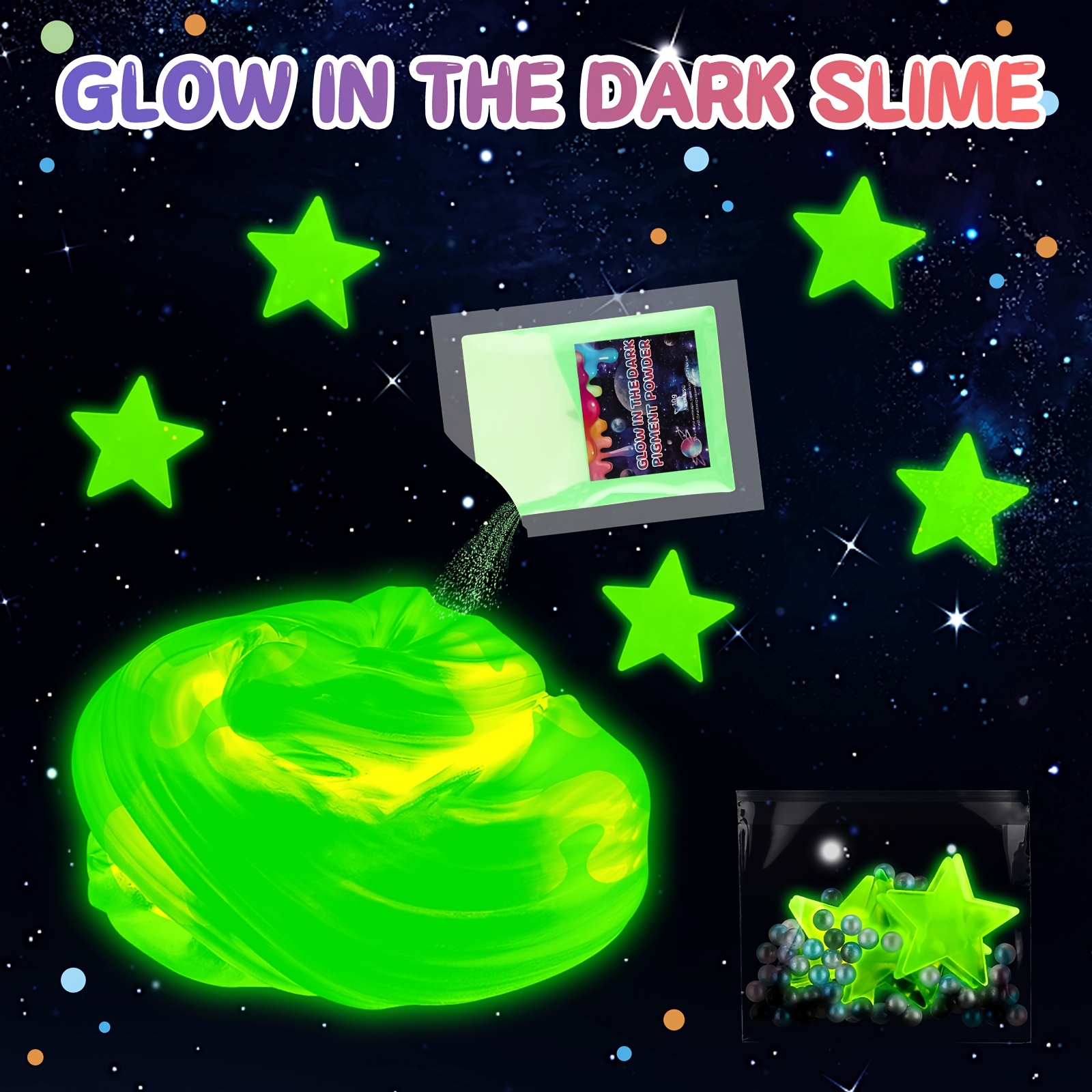 Memorial Day Gifts Galaxy Slime Kit, DIY Non-Sticky & Glow-in-the-Dark Slime Making Set, Perfect for Youngsters' Party Favors & Relax, Ideal Birthday Gift, Perfect for Room Decor