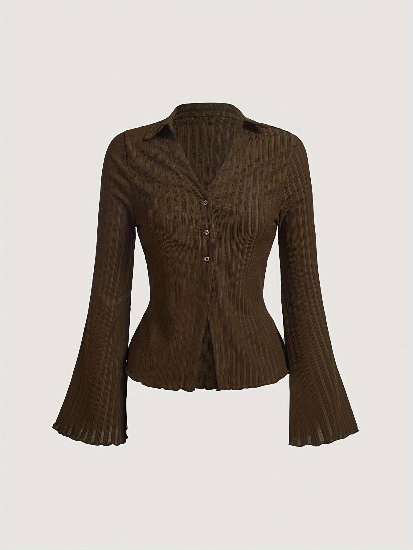 New Ruffled Trumpet Sleeves Solid Color Blazer