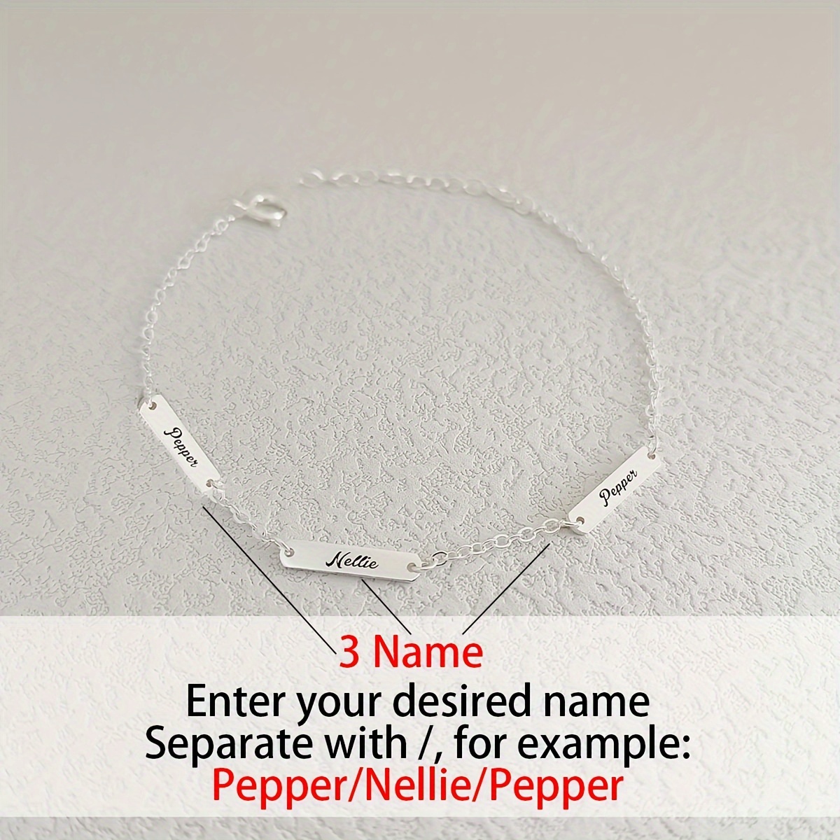 Custom Personalized 1-3 English Name Pendant Bracelet — 18K Gold-Plated