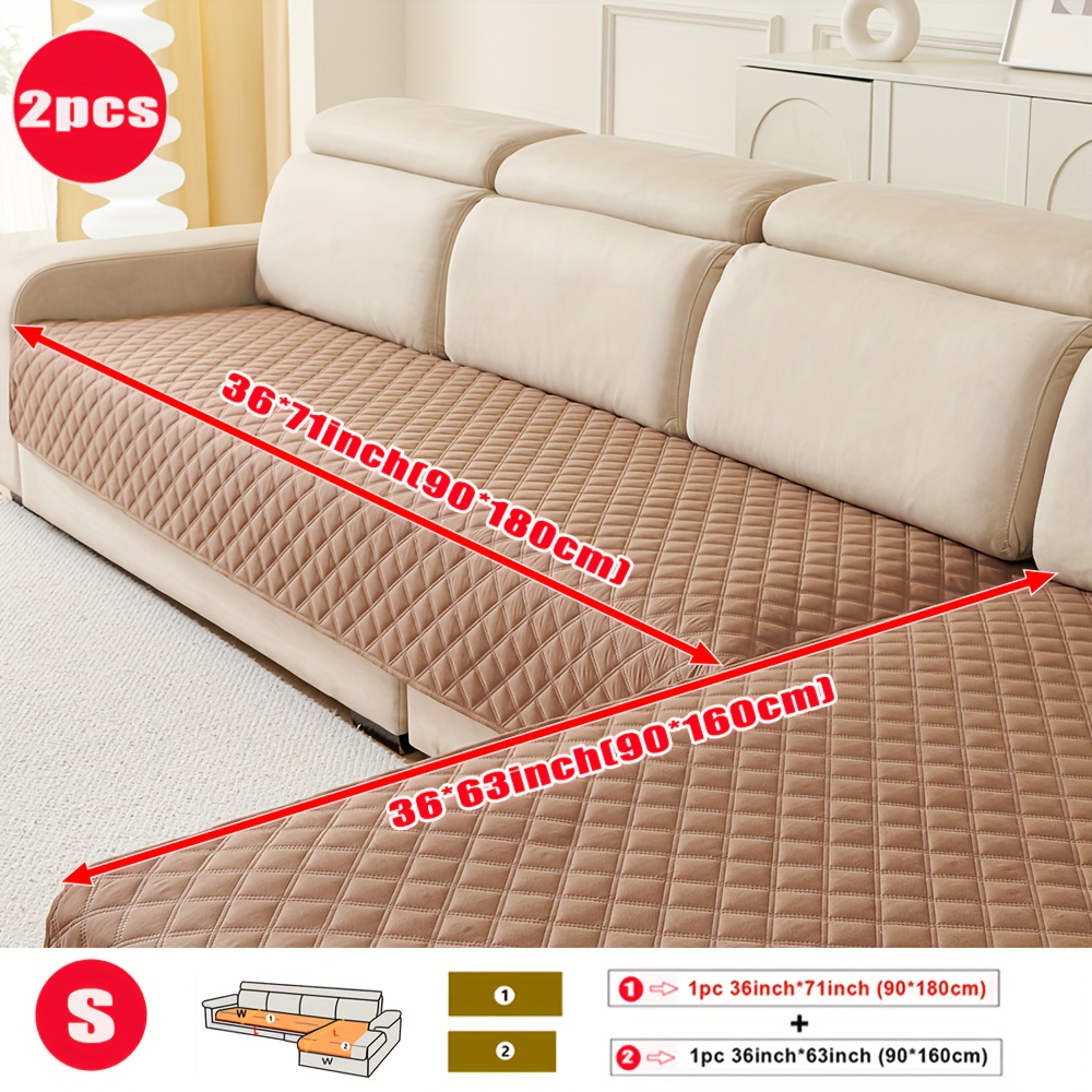 TEMU 2pcs Of Geometric Diamond Stitched Anti Slip, Pet Urine Isolation Sofa Cushion. Sofa Cushion Combination Set
