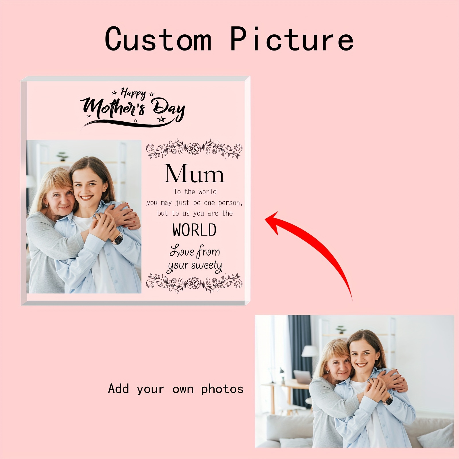 To Us You Are the World Personalized Wooden Plaque, Mother's Day Gift