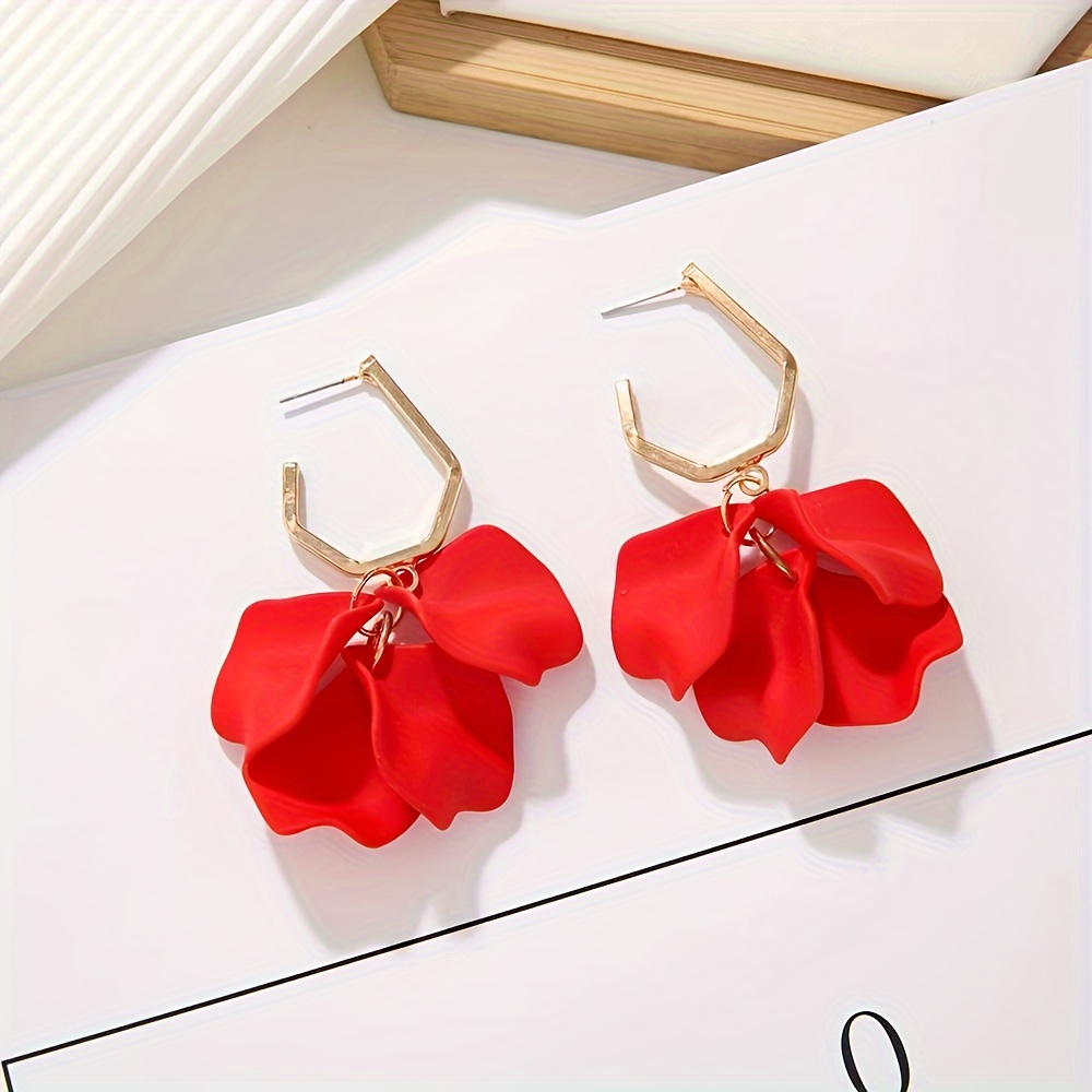 Classic Colorful Rose Petal Earrings - Party Accessory & Gift Idea